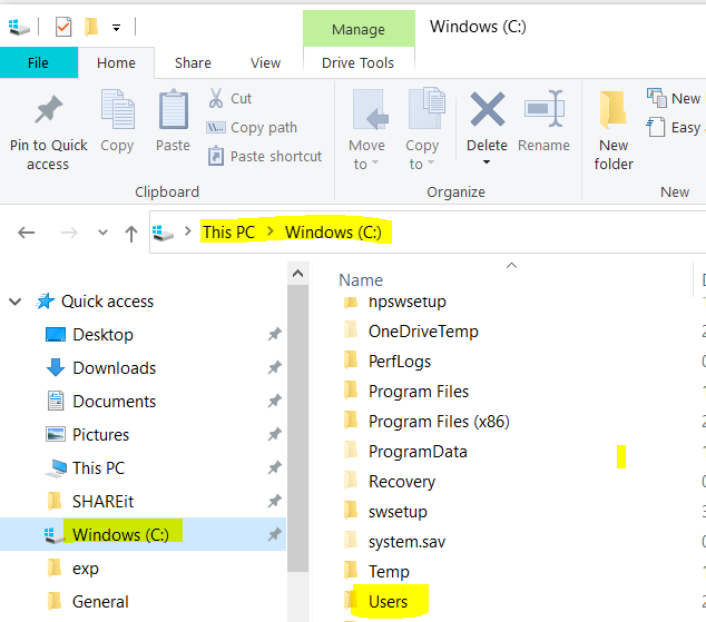 c drive > users