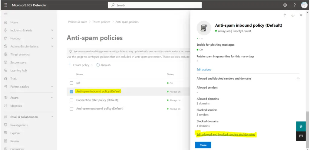 Restrict Sender or Entire Domain From Sending emails in Office 365