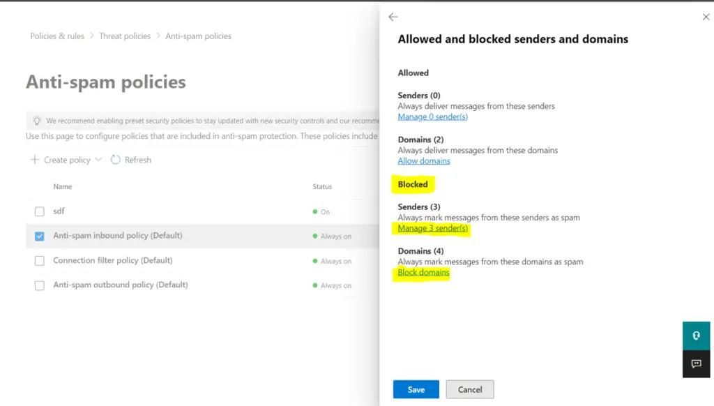 Sender or Entire Domain From Sending emails in Office 365