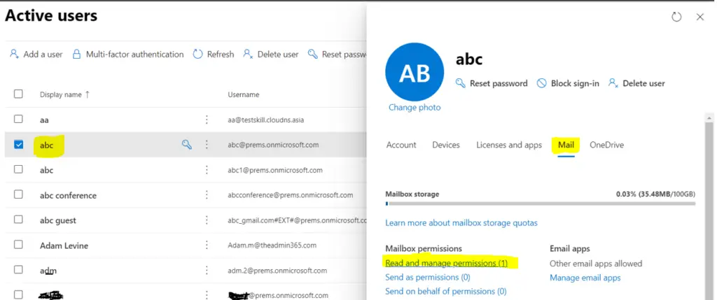 Set Read and Manage Permission on Mailbox in Office365
