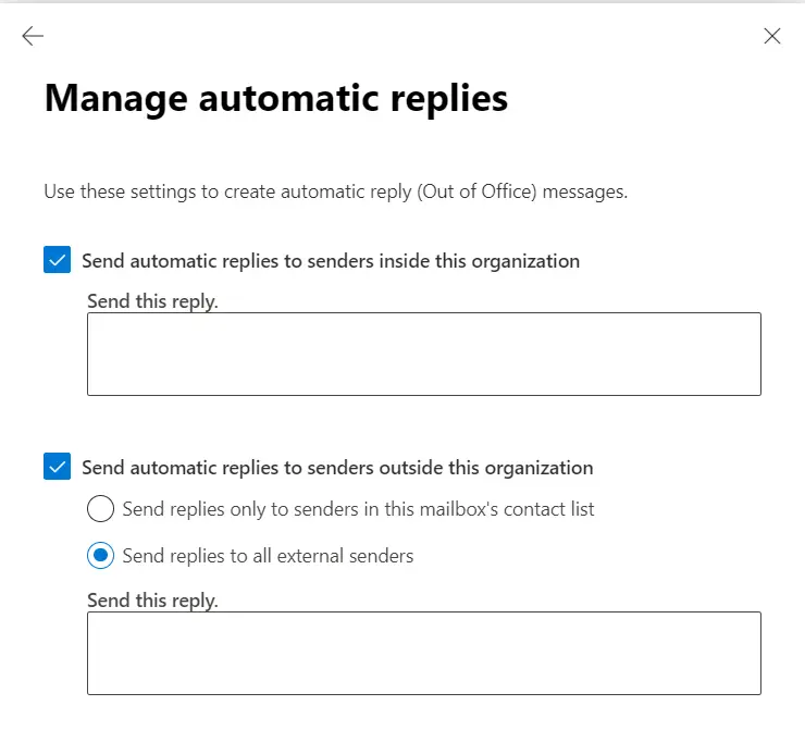 Setup Automatic reply on email 