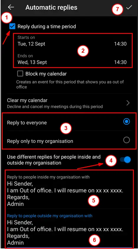 set Outlook mobile out of office