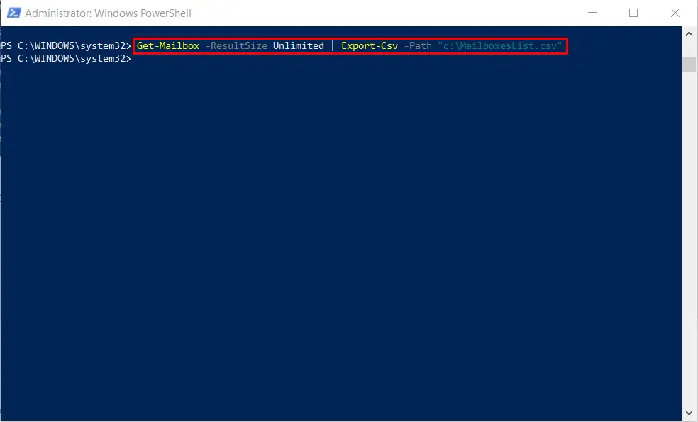 Export all the mailboxes in Office 365 using PowerShell